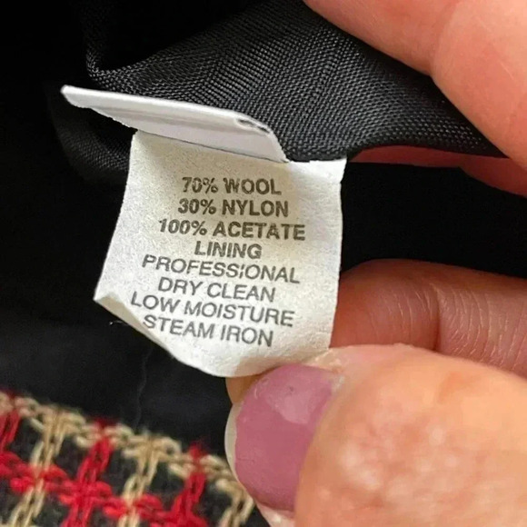 VTG Alfred Dunner Gingham Blazer Jacket Red Petite10 Wool Preppy Career Academia - Picture 12 of 14